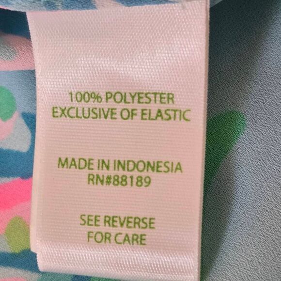 Lilly Pulitzer Womens Maritza Lileeze Button Front Blouse Ibiza Blue Aqua Small - Picture 8 of 11